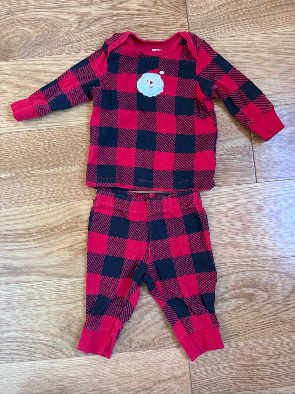 Carter's Red and Black Buffalo Plaid Santa Two-Piece Pajama Set
